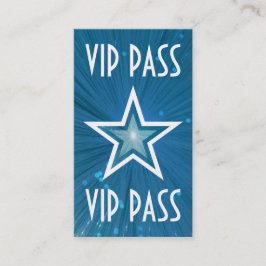 Blue Star "VIP PASS"-Visitenkarte auf weißer Rücks Visitenkarte
