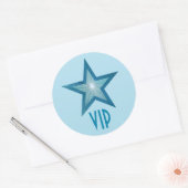 Blue Star VIP Rundaufkleber blass blau Runder Aufkleber (Umschlag)