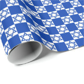 Blue Star von David auf Blue/White Checkered Geschenkpapier (Rolleneckpunkt)