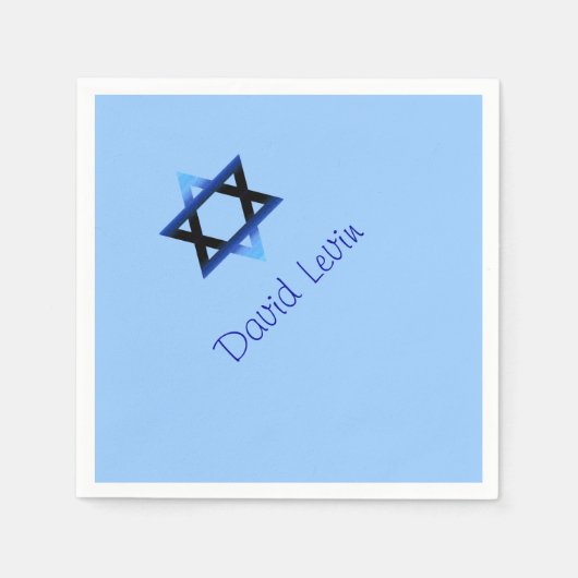 Blue Star von David Bar Mitzvah, Custom Serviette (Vorderseite)