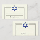 Blue Star von David Bar Mitzvah Platzkarte (Vorne/Hinten)