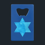 Blue Star von David Geldbeutel Flaschenöffner<br><div class="desc">Feiern Sie das jüdische Erbe mit diesem schönen blauen Stern von David Design in blau Aquarell. Ideal für Hanukkah,  Mitzvahs,  Pessach oder jede Gelegenheit.</div>