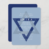 Blue Star von David Mitzvah Einladung (Vorne/Hinten)