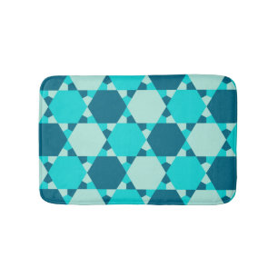 Blue Star von David Optical Illusion Pattern Badematte