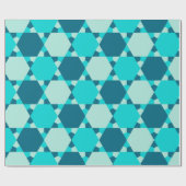 Blue Star von David Optical Illusion Pattern Geschenkpapier (Flach)
