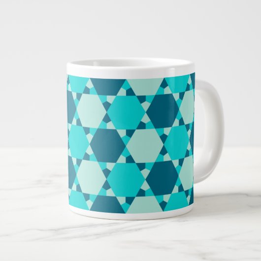Blue Star von David Optical Illusion Pattern Jumbo-Tasse (Vorderseite Rechts)