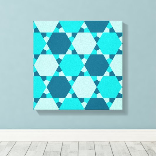 Blue Star von David Optical Illusion Pattern Leinwanddruck (Insitu (Holzboden))