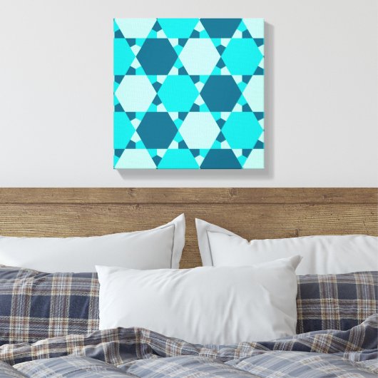 Blue Star von David Optical Illusion Pattern Leinwanddruck (Insitu (Schlafzimmer))