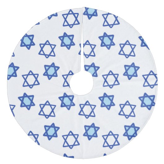 Blue Star von David White und Blue Hanukkah Fleece Weihnachtsbaumdecke (Vorderseite)
