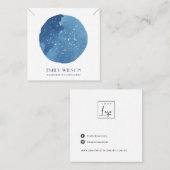 BLUE STAR WATERCOLOR CIRCLE STUD EARRING DISPLAY QUADRATISCHE VISITENKARTE (Vorne/Hinten)