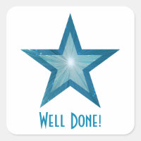Blue Star 'Well Done' Quadrat Aufkleber weiß