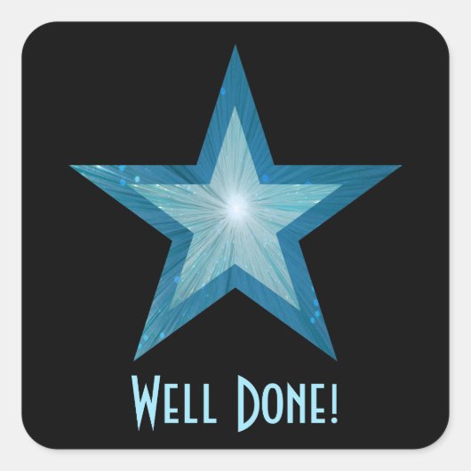 Blue Star 'Well Done' quadratischer Aufkleber schw (Vorderseite)