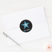 Blue Star 'Well Done' runder Aufkleber schwarz! (Umschlag)