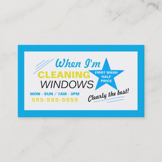 Blue Star Window Cleaner, Reinigungsservice Visitenkarte (Vorderseite)