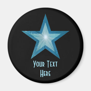 Blue Star "Your Text" Kühlschrankmagnet schwarz