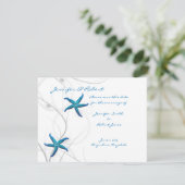 Blue Starfish and Silver Coral Save the Date Card (Stehend Vorderseite)