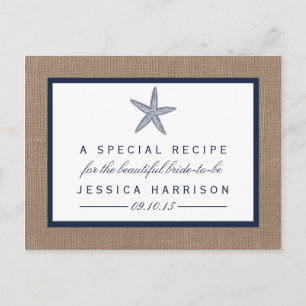 Blue Starfish Beach Brautparty Rezept Card Einladungspostkarte
