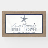 Blue Starfish Beach Burlap-Brautparty Banner (Horizontal)