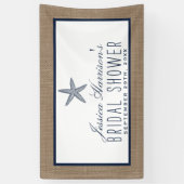 Blue Starfish Beach Burlap-Brautparty Banner (Vertikal)