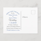 Blue Starfish Beach Themed Wedding Save the Date Ankündigungspostkarte (Rückseite)