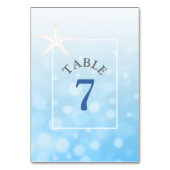 Blue Starfish Beach Wedding Tischnummer Card (Vorderseite)