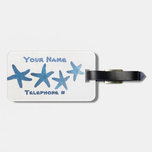 Blue Starfish benutzerdefinierbar Gepäckanhänger (Rückseite horizontal)