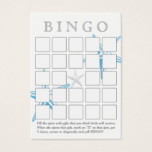 Blue Starfish Bingokarte 5 x 5 Brautparty