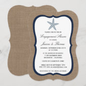 Blue Starfish Burlap Beach Verlobung Dusche Einladung (Vorne/Hinten)