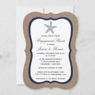 Blue Starfish Burlap Beach Verlobung Dusche Einladung