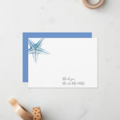 Blue Starfish Dankeschön Stationery Note Card Mitteilungskarte (Vorderseite/Rückseite Beispiel)