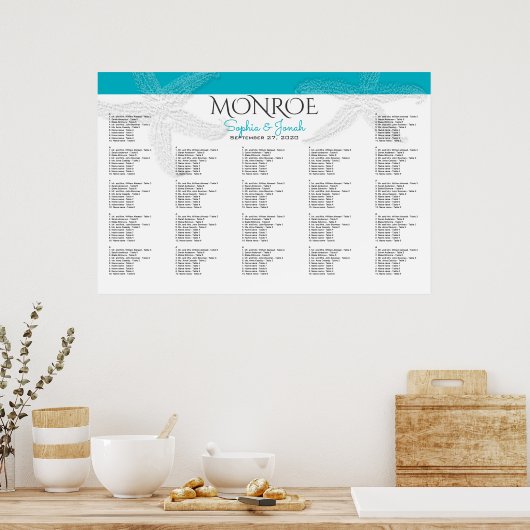 Blue Starfish Hochzeitskarte Poster (Küche)