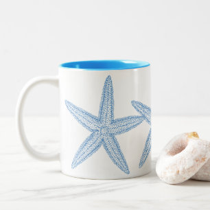 BLUE STARFISH ILLUSTRATION ZWEIFARBIGE TASSE
