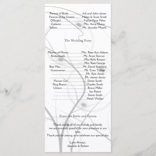 Blue Starfish mit Silver Coral Wedding Program Programm (Rückseite)