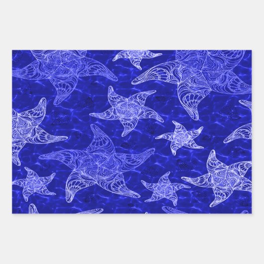 Blue Starfish Musterkollektion Geschenkpapier Set (Vorderseite 2)