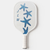 Blue Starfish Nautical Personalisiert mit Initials Pickleball Schläger (Rückseite)