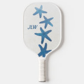 Blue Starfish Nautical Personalisiert mit Initials Pickleball Schläger (Vorderseite)