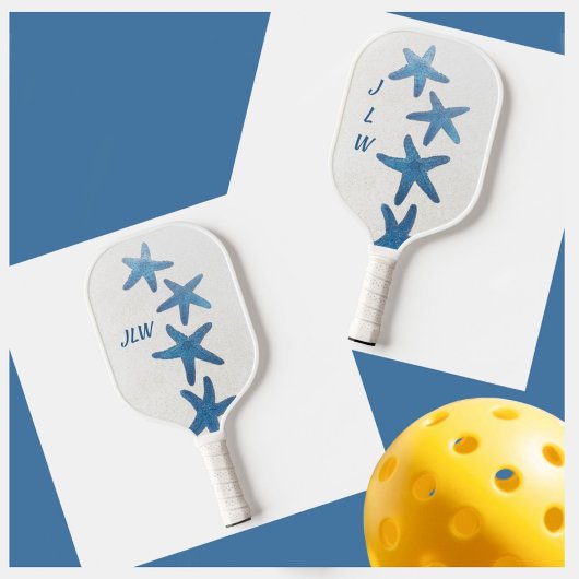 Blue Starfish Nautical Personalisiert mit Initials Pickleball Schläger