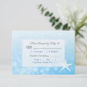 Blue Starfish Oceanic Wedding RSVP Karte (Stehend Vorderseite)