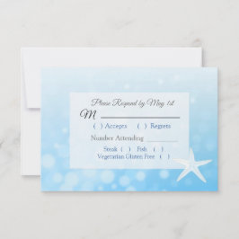 Blue Starfish Oceanic Wedding RSVP Karte
