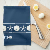 Blue Starfish Sand Dollar Coastal Geschirrtuch (Viertel Falte)