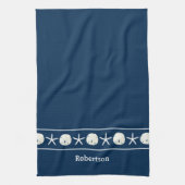 Blue Starfish Sand Dollar Coastal Geschirrtuch (Vertikal)