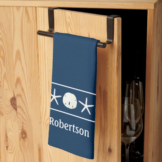 Blue Starfish Sand Dollar Coastal Geschirrtuch (Drittel gefaltet)