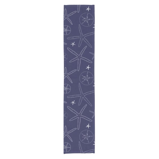 Blue Starfish & Sand Dollar Table Runner Kurzer Tischläufer (Vorderseite)
