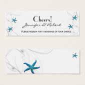 Blue Starfish Silver Coral Wedding Drinks Tickets (Vorne & Hinten)