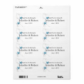 Blue Starfish Silver Wedding Water Flasche Label (Vorne)