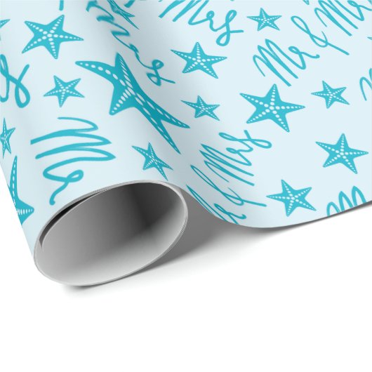 Blue Starfish Summer Beach Hochzeit Seamless Tropi Geschenkpapier (Rolleneckpunkt)