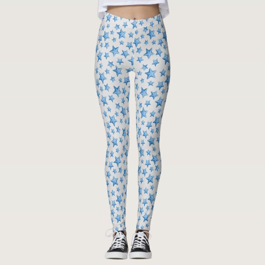 Blue Starfish Summer Beach Wasserküste Leggings (Vorderseite)