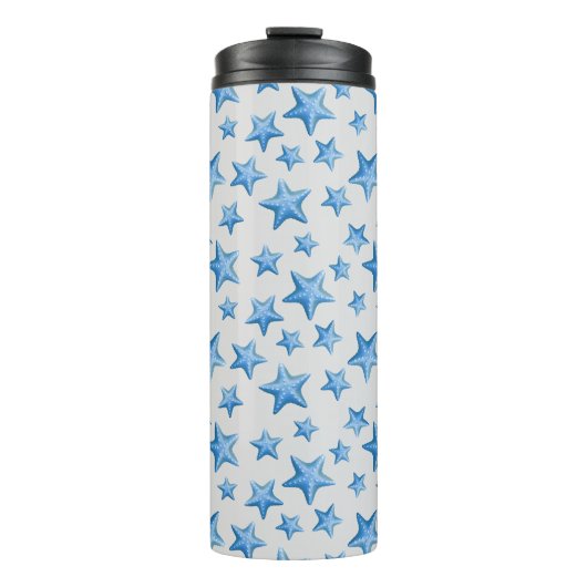 Blue Starfish Summer Beach Wasserküste Thermosbecher (Vorderseite)