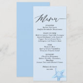 Blue Starfish Summer Wedding Flat Menu Card Menükarte (Vorne/Hinten)