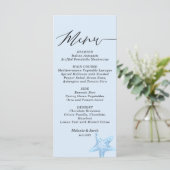 Blue Starfish Summer Wedding Flat Menu Card Menükarte (Stehend Vorderseite)